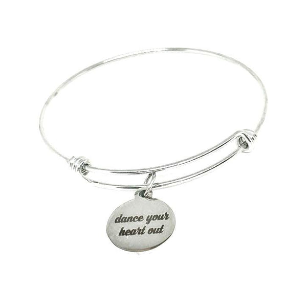 Dance Your Heart Out Bracelet Stainless Steel Adjustable Bangle With 19mm Charm Inspirational Gift For Dancers Ballet Jazz Tap Hip Hop