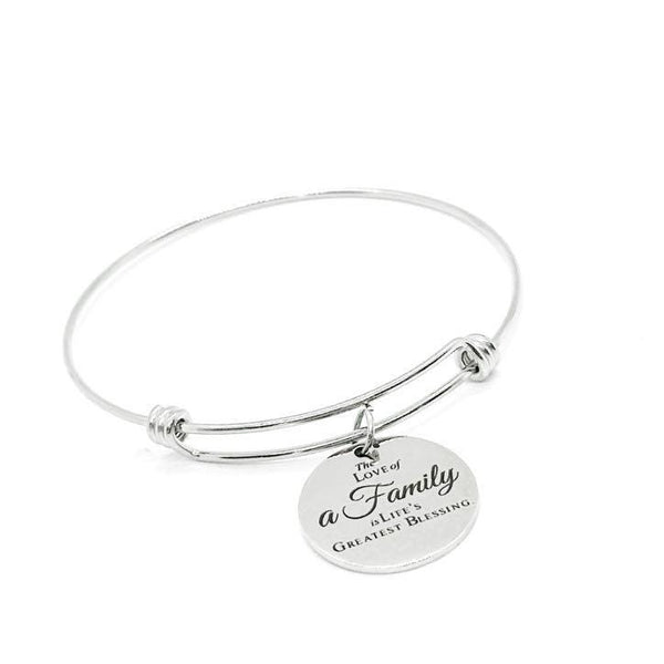 The Love Of A Family Is Lifes Greatest Blessing Charm Bracelet Stainless Steel 25mm Charm Inspirational Jewelry Family Gift Idea