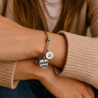 Baseball Mom Stainless Steel Bracelet With Personalized Jersey Number Charm Custom Gift For Sports Moms Adjustable Bangle Jewelry
