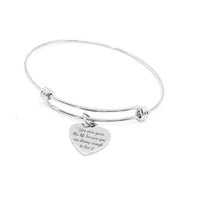 Inspirational Heart Charm Bracelet Stainless Steel Bangle Motivational Jewelry Gift For Her Encouragement Quote