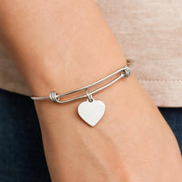 You Were Given This Life Because You Are Strong Enough To Live It Stainless Steel Heart Charm Inspirational Bangle Bracelet