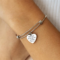 Stainless Steel Bible Verse Bracelet With God All Things Are Possible Matthew 19 26 Heart Charm Christian Jewelry Inspirational Gift