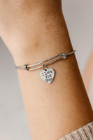 I Love You Most Stainless Steel Adjustable Bangle Bracelet With Heart Charm Romantic Jewelry Gift For Her Anniversary Valentines Day