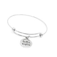 What She Tackles She Conquers Stainless Steel Bracelet With 19mm Charm, Inspirational Jewelry For Women Empowerment Motivational Gift