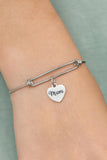 Elegant Stainless Steel Mom Heart Charm Bangle Bracelet Adjustable Jewelry Gift for Mothers Day Birthday or Special Occasion