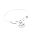 I Am Enough Bracelet Stainless Steel Adjustable Bangle With 19mm Round Charm, Inspirational Jewelry Self Love Gift For Her Affirmation