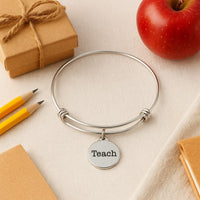 I Am Enough Bracelet Stainless Steel Adjustable Bangle With 19mm Round Charm, Inspirational Jewelry Self Love Gift For Her Affirmation