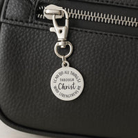 I Can Do All Things Through Christ Who Strengthens Me Stainless Steel Clip On Charm Christian Faith Inspirational Purse Charm Keychain