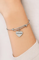 Stainless Steel Confirmation Bracelet, Heart Charm Jewelry Religious Gift Faith Jewelry Confirmation Day Keepsake Inspirational Bangle