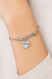 Stainless Steel Confirmation Bracelet, Heart Charm Jewelry Religious Gift Faith Jewelry Confirmation Day Keepsake Inspirational Bangle