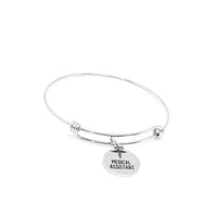 Stainless Steel Medical Assistant Bracelet, Round Charm Jewelry Healthcare Gift Appreciation Bangle Graduation Present For Her