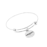 Stainless Steel Vegan Bracelet Round Charm, Jewelry Plant Based Lifestyle Gift Vegan Pride Bangle Animal Lover Eco Friendly Bracelet