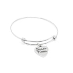 Dance Mom Bracelet Stainless Steel Bangle With 19mm Heart Charm, Gift For Dance Moms Jewelry For Women Supportive Mom Accessories