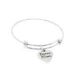 Dance Mom Bracelet Stainless Steel Bangle With 19mm Heart Charm, Gift For Dance Moms Jewelry For Women Supportive Mom Accessories