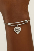 Dance Mom Bracelet Stainless Steel Bangle With 19mm Heart Charm, Gift For Dance Moms Jewelry For Women Supportive Mom Accessories
