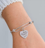 Mama Mermaid Stainless Steel Bracelet Heart Charm Mermaid Jewelry Adjustable Bangle Ocean Theme Gift For Mom Beach Inspired Jewelry