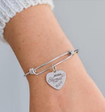 Mama Mermaid Stainless Steel Bracelet Heart Charm Mermaid Jewelry Adjustable Bangle Ocean Theme Gift For Mom Beach Inspired Jewelry