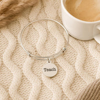 I Am Enough Bracelet Stainless Steel Adjustable Bangle With 19mm Round Charm, Inspirational Jewelry Self Love Gift For Her Affirmation
