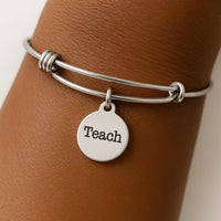 I Am Enough Bracelet Stainless Steel Adjustable Bangle With 19mm Round Charm, Inspirational Jewelry Self Love Gift For Her Affirmation