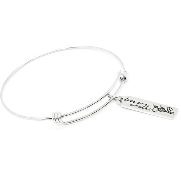Stainless Steel Love One Another Bracelet, Inspirational Quote Jewelry Religious Gift Faith Bracelet Encouragement Bangle For Her