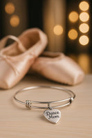 Dance Mom Bracelet Stainless Steel Bangle With 19mm Heart Charm, Gift For Dance Moms Jewelry For Women Supportive Mom Accessories
