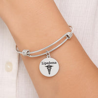 Lipedema Awareness Bracelet Stainless Steel Adjustable Bangle With 19mm Round Charm Medical Jewelry Support Gift For Women And Men