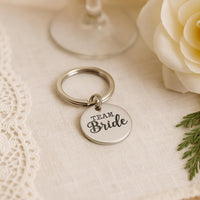 Team Bride Stainless Steel Keychain Bachelorette Party Favor Bridal Shower Gift Bridesmaid Accessory Round 19mm Charm