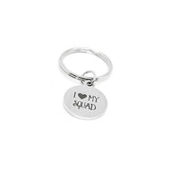 I Love My Squad Keychain Stainless Steel Round Charm 18mm Friendship Gift Team Spirit Accessory Group Gift For Best Friends