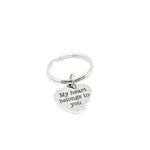 My Heart Belongs To You Keychain Stainless Steel Heart Charm Love Gift For Couples Anniversary Valentines Day Wedding Favor Keepsake