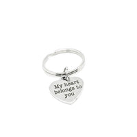My Heart Belongs To You Keychain Stainless Steel Heart Charm Love Gift For Couples Anniversary Valentines Day Wedding Favor Keepsake
