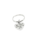 My Heart Belongs To You Keychain Stainless Steel Heart Charm Love Gift For Couples Anniversary Valentines Day Wedding Favor Keepsake