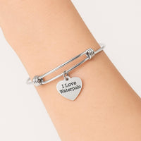 I Love Waterpolo Bracelet Stainless Steel Adjustable Bangle With 19mm Heart Charm Sports Jewelry Gift For Athlete Team Player Fan
