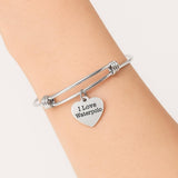 I Love Waterpolo Bracelet Stainless Steel Adjustable Bangle With 19mm Heart Charm Sports Jewelry Gift For Athlete Team Player Fan