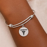 Lipedema Awareness Bracelet Stainless Steel Adjustable Bangle With 19mm Round Charm Medical Jewelry Support Gift For Women And Men