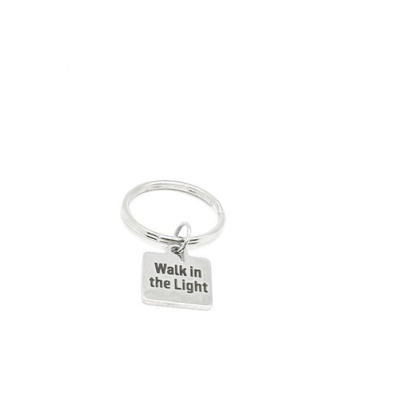 Walk In The Light Stainless Steel Keychain Inspirational Christian Gift Religious Quote Key Ring 19mm Charm Encouragement Gift For Him Her