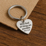 With God All Things Are Possible Keychain Stainless Steel Religious Key Ring Matt 19 26 Bible Verse Inspirational Gift For Him Her