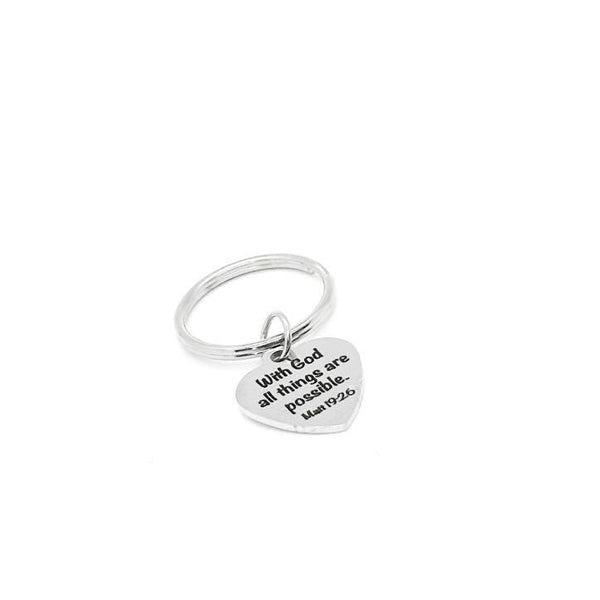 With God All Things Are Possible Keychain Stainless Steel Religious Key Ring Matt 19 26 Bible Verse Inspirational Gift For Him Her