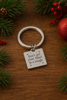 Dont Get Your Tinsel In A Tangle Keychain, Stainless Steel Christmas Holiday Gift Funny Stocking Stuffer 19mm Charm