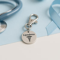 Lipedema Awareness Clip On Charm Stainless Steel Medical Symbol Keychain Bag Charm Support Gift 19mm Round Pendant