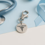 Lipedema Awareness Clip On Charm Stainless Steel Medical Symbol Keychain Bag Charm Support Gift 19mm Round Pendant