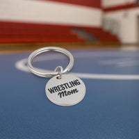 Wrestling Mom Stainless Steel Keychain Sports Mom Gift Athlete Supporter Key Ring Team Spirit Accessory Round 19mm Charm