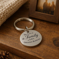 The Love Of A Family Is Lifes Greatest Blessing Keychain, Stainless Steel Family Gift Inspirational Quote 25mm Oval Charm
