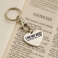 I Do My Best God Does The Rest Keychain Stainless Steel Engraved Heart Charm Inspirational Christian Gift Religious Faith Jewelry