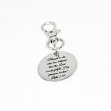 Luke 1:45 Clip On Charm Stainless Steel Engraved Bible Verse Keychain Christian Faith Gift For Women