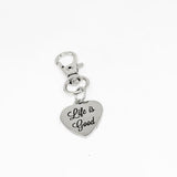 Life Is Good Clip On Charm Stainless Steel Engraved Heart Keychain Inspirational Gift For Women