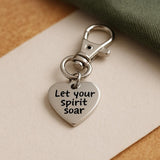 Let Your Spirit Soar Clip On Charm Stainless Steel Engraved Heart Keychain Inspirational Gift