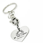 Be The Light Matthew 5 14 Stainless Steel Engraved Heart Charm Keychain Christian Faith Inspirational Religious Scripture Gift