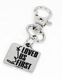 He Loved Us First 1 John 4 19 Clip On Charm Stainless Steel Engraved Christian Keychain Faith Gift Bible Verse Religious Jewelry