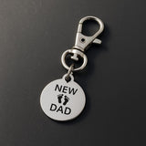 New Dad Clip On Charm Stainless Steel Engraved Keychain Gift For New Father Baby Announcement Keepsake Dad To Be Gift Fatherhood Jewelry