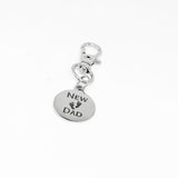 New Dad Clip On Charm Stainless Steel Engraved Keychain Gift For New Father Baby Announcement Keepsake Dad To Be Gift Fatherhood Jewelry